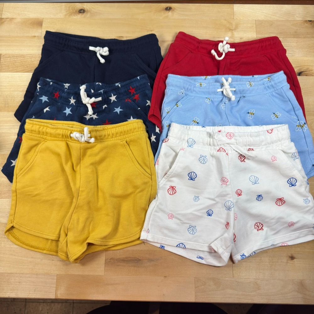 Old Navy Cat & Jack Kids 5T Shorts Bundle 6pk Stars Bees Shells Navy Red Yellow